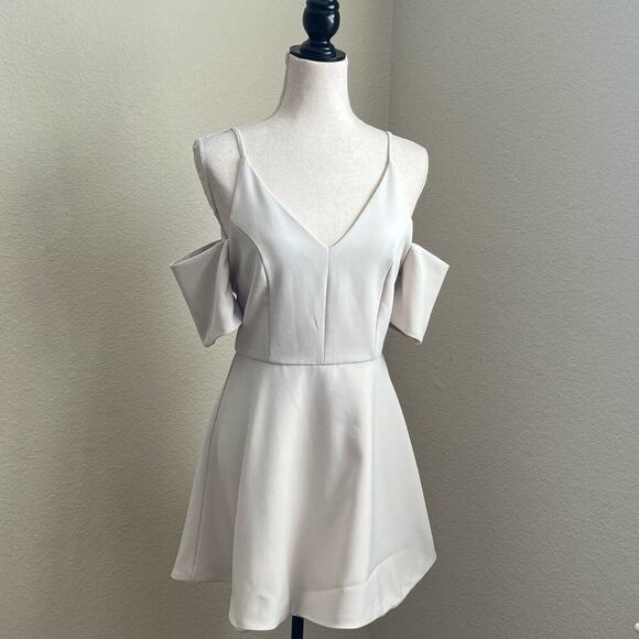 Lulus Ivory Cold Shoulder Mini Dress Medium - Picture 1 of 7
